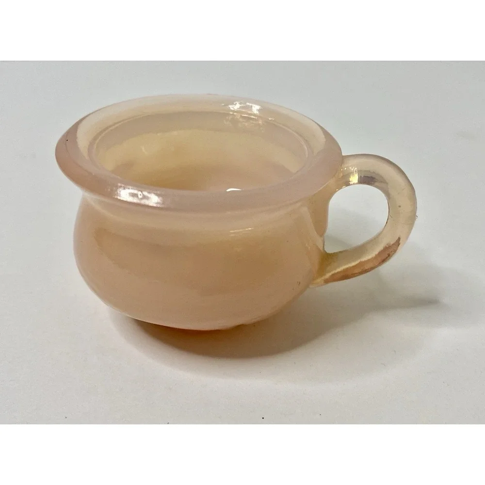 Degenhart Glass Crown Tuscan‎ Handled Salt Cellar Chamber Pot Pink Vintage
